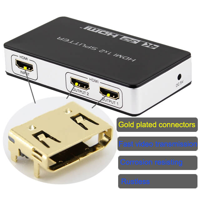 1x2 HDMI box support resolution up to 4k@30Hz, 3D 1 in 2 out HDMI splitter HDMI 1 (5)