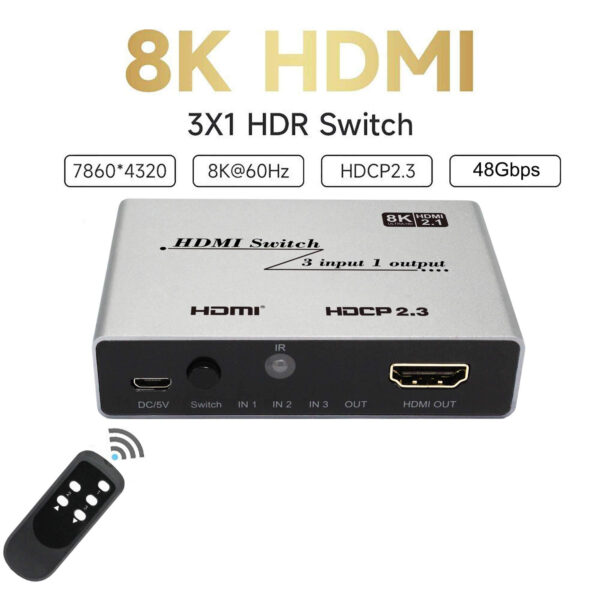 HDMI Switch 3X1 HDMI 2.1 Switch 8K