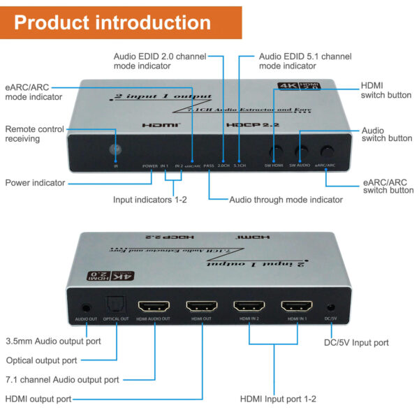 HDMI Switch2x1 with Audio Extractor eARC HDMI2 (4)