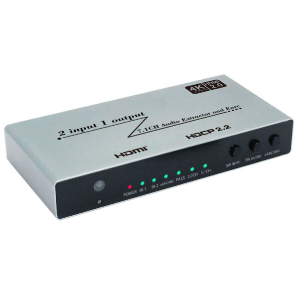 HDMI Switcher 2x1 with Audio Extractor eARC HDMI2.0